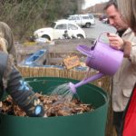 Adding water to worm bin